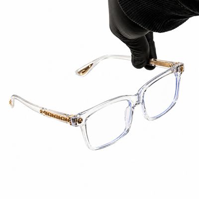 Classic Mens Clear Lens Fashion Fully Clear Gold Plated Metal Cross Eyeglasses