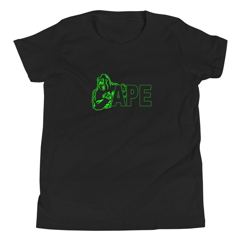 APE Youth T-Shirt Green Outline Logo