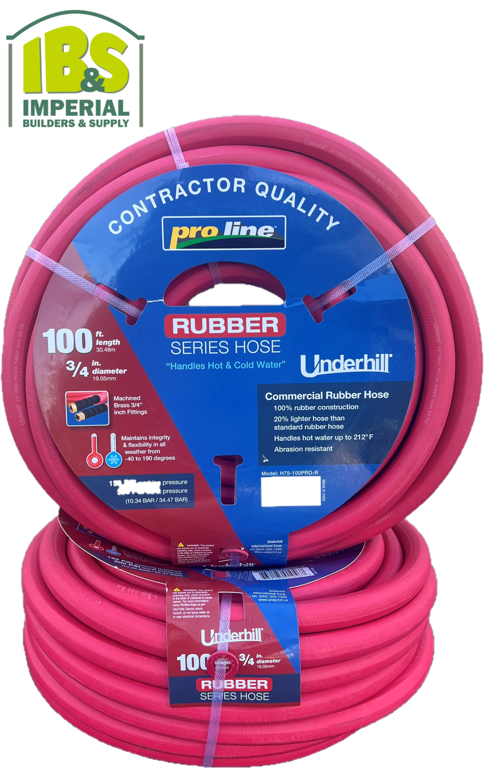 3/4" X 100ft Underhill PROLINE RED Water Hose