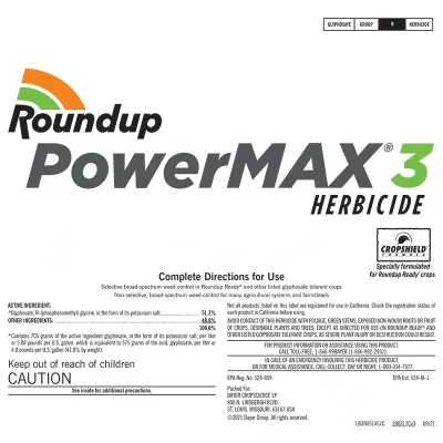 ROUNDUP PowerMax 3 Herbicide 51.2% Glyphosate 2.5GAL.