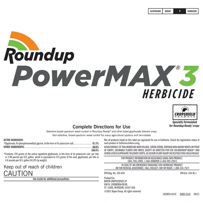ROUNDUP PowerMax 3 Herbicide 51.2% Glyphosate 2.5GAL.