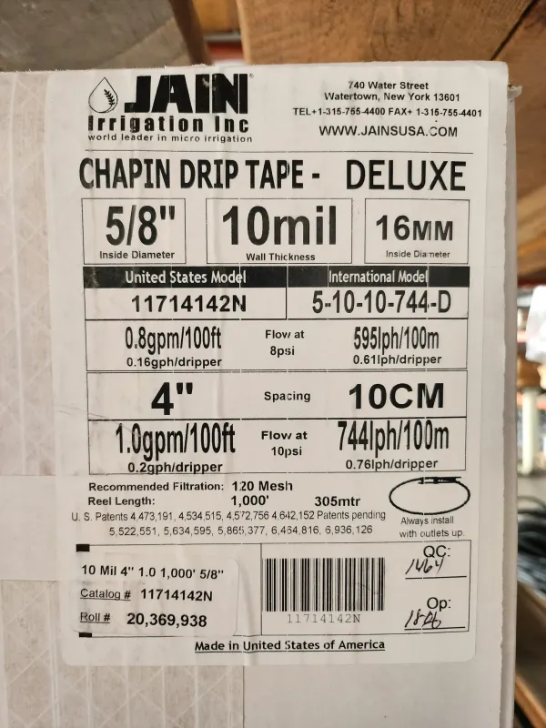 Chapin Drip Tape 10MIL - 4" - 1GPM - 1,000' ROLL
