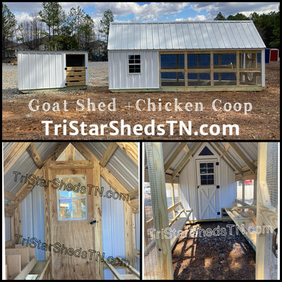 DUO DEAL 6x18 COOP AND 6x8 GOAT SHED. No Coop Flooring