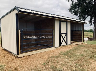 10x24 TWO STALL BARN. With 8’ Tube Gates