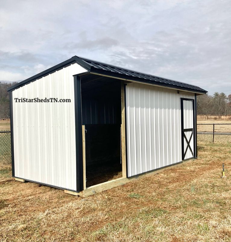 8x18 LOAFING SHED. HALF ENCLOSED FRONT