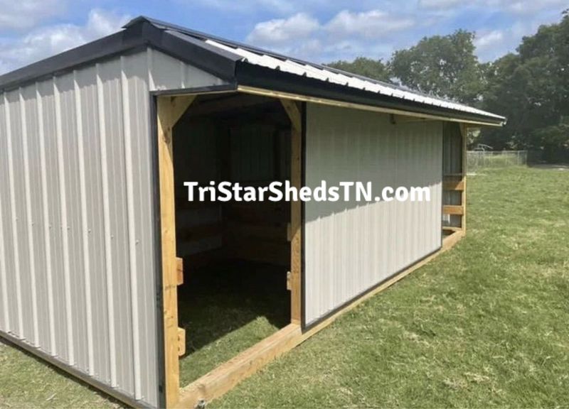 7 FT Height. 8x18 Split Entry Shed
