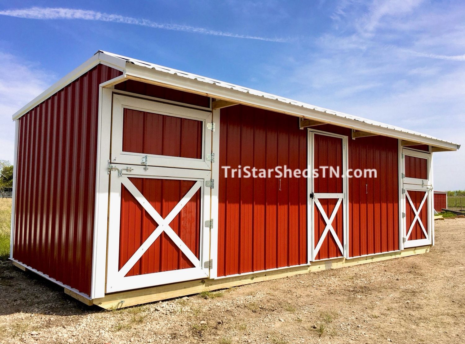 10x27x8 TWO STALL HORSE BARN. Dutch Doors