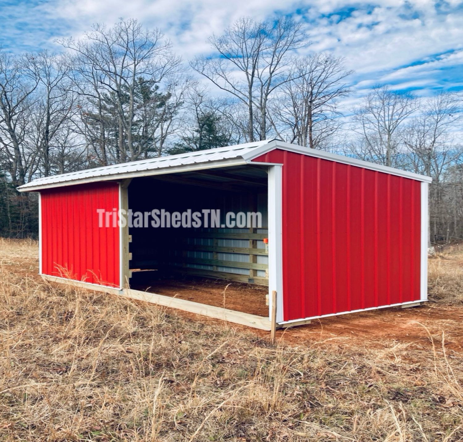 10x20 RUN IN SHED Half Enclosed