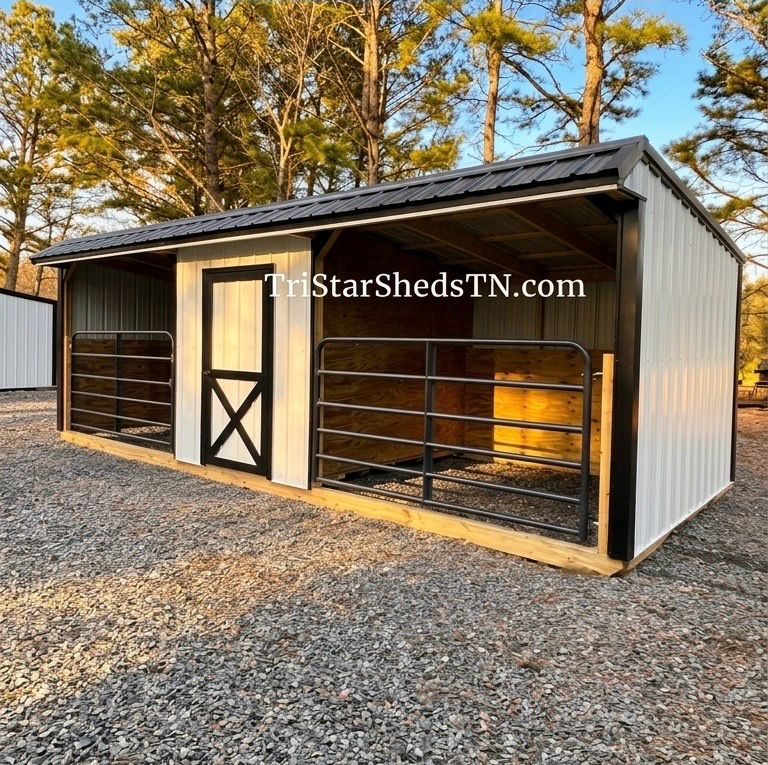10x24 TWO STALL BARN. With 8’ Tube Gates