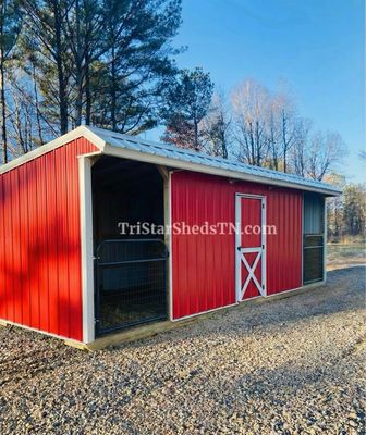 8x24 MINI BARN. With 4’ Gates, Center Feed Room
