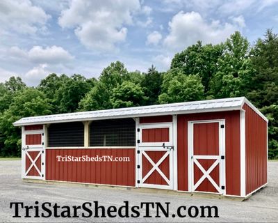 CUSTOM 10x30 DELUXE TWO STALL BARN. With Dutch Doors &amp; Horse Panels