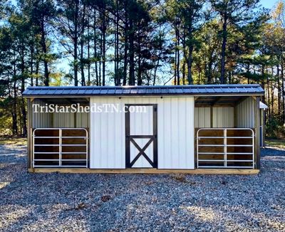 10x24 TWO STALL BARN. With 6’ Tube Gates