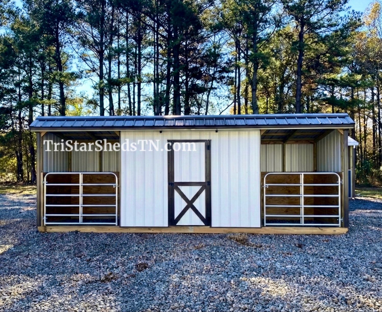 10x24 TWO STALL BARN. With 6’ Tube Gates