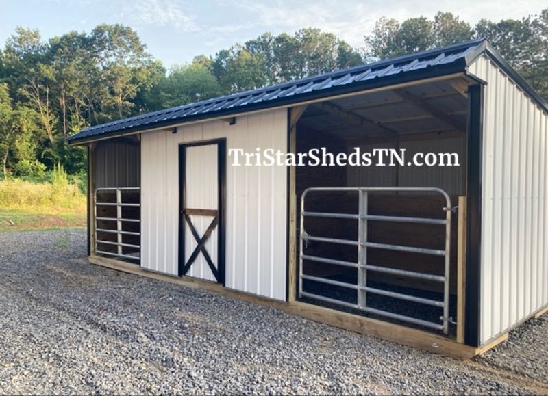 10x24 TWO STALL BARN. With 6’ Tube Gates