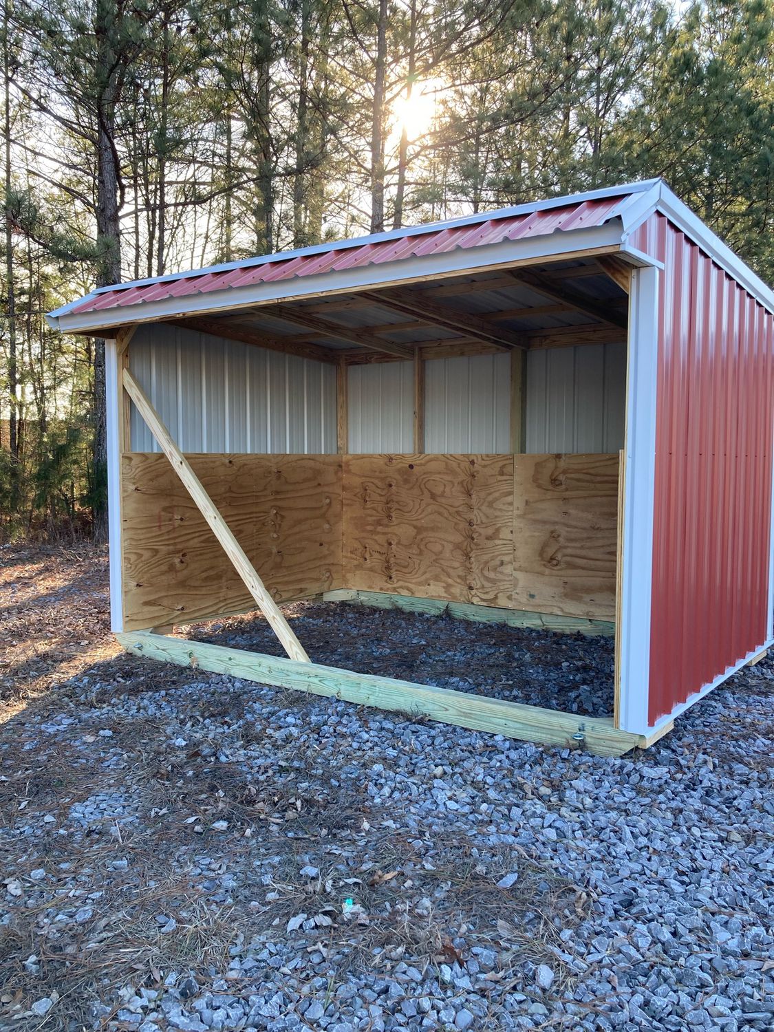 CUSTOM ORDER 8x12 Run In Shed With Wire Filled Gate And Goat Bunk