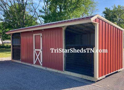 8x30 MINI BARN. With 6’ Gates, Center Feed Room 