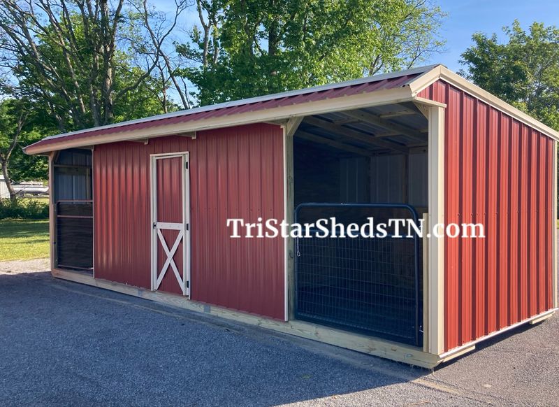 8x30 MINI BARN. With 6’ Gates, Center Feed Room 
