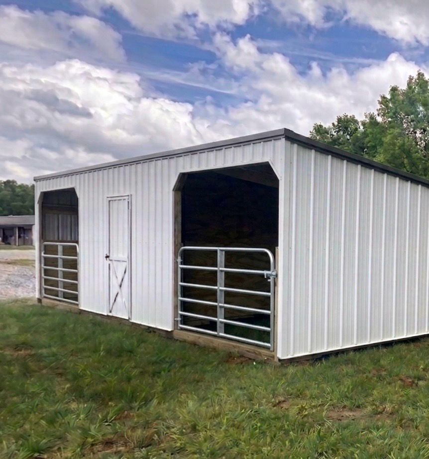 12x30 TWO STALL BARN. With 8’ Tube Gates