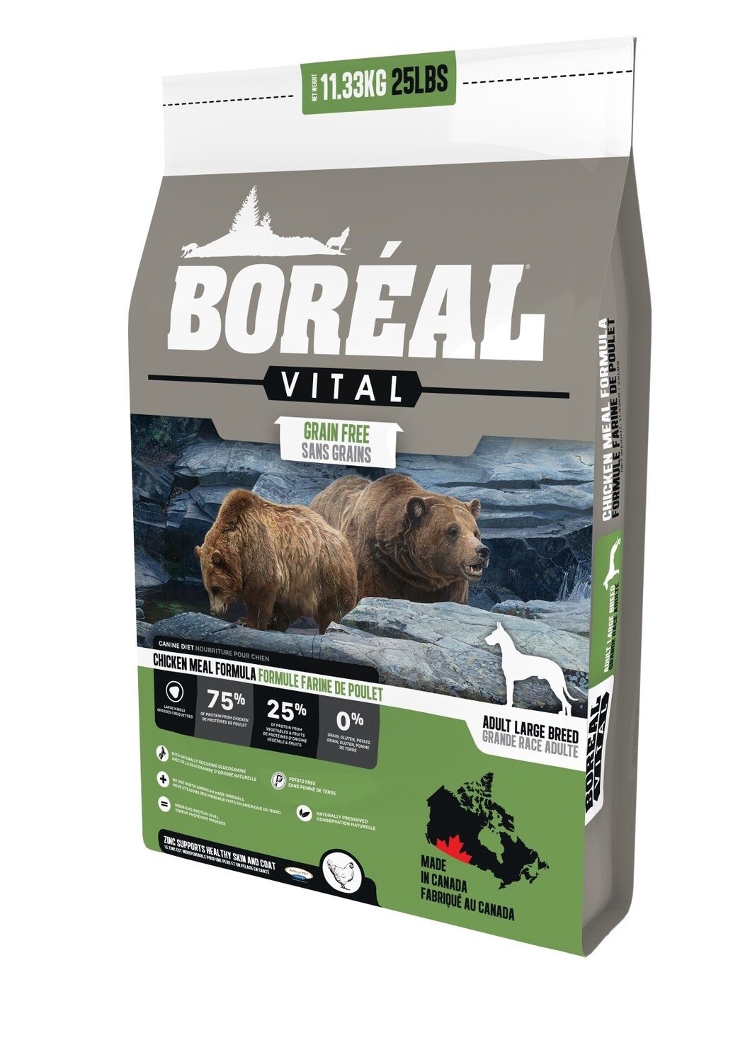 Boréal Vital - Chien de grande race / Poulet sans grains - 25 lb (11.3 kg)