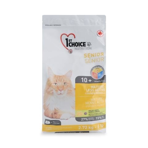 1st Choice - Chat sénior &amp; moins actif / Poulet 2.72 kg (6 lb)