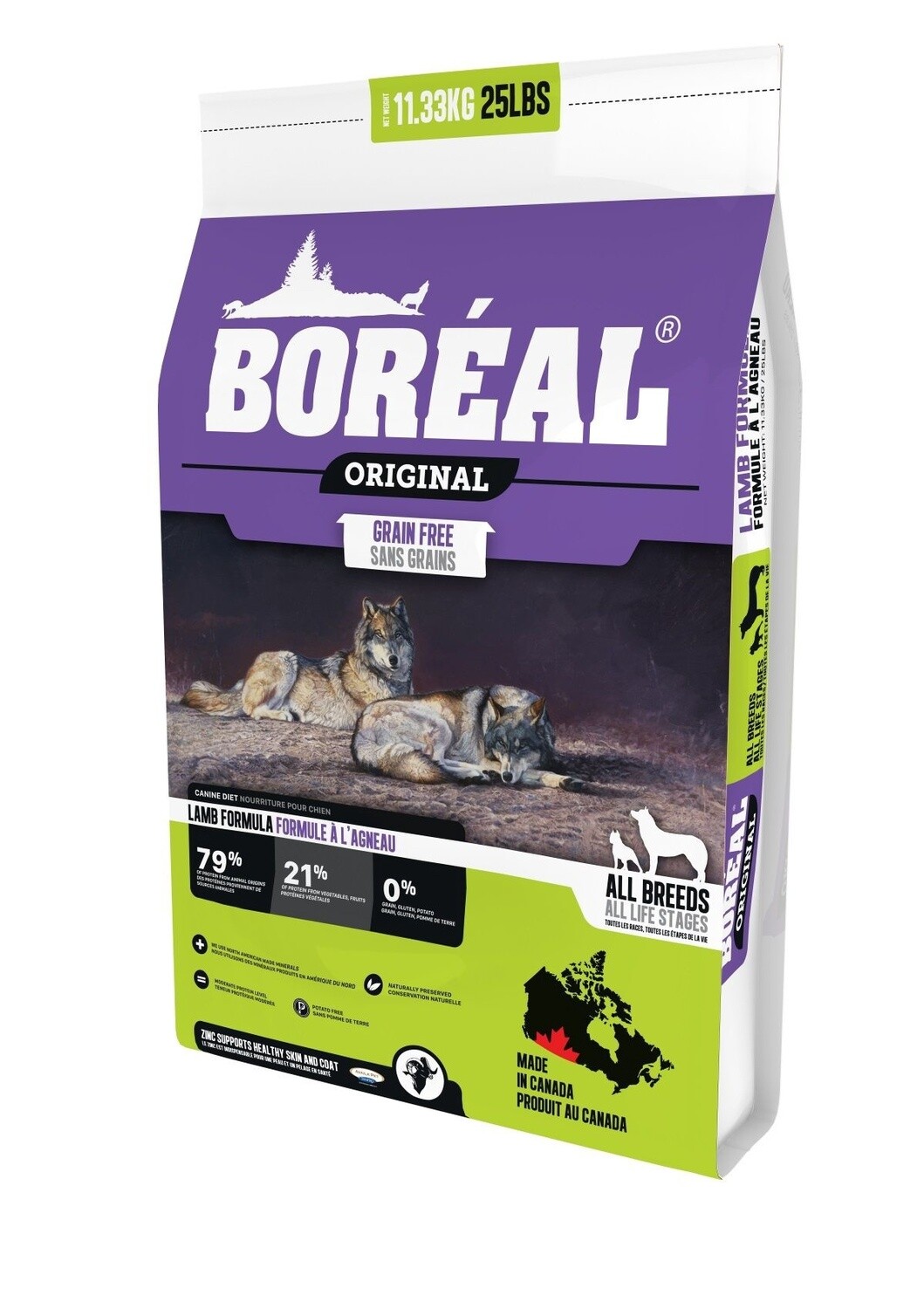 Boréal Original chien toutes races/toutes étapes de vie - Agneau sans grains 11.33 kg (25 lb)