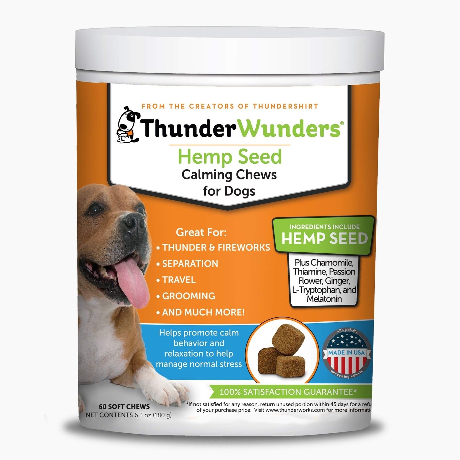 ThunderWunders Gâteries calmantes au chanvre pour chien - 180g (approx 60 unités)