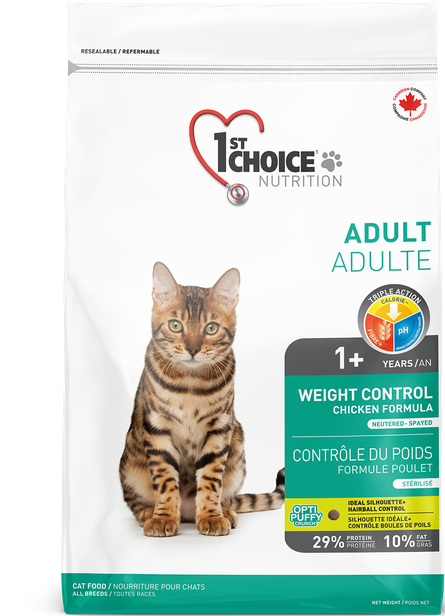 1st Choice - Chat adulte contrôle du poids / Poulet, Format: 5.44 KG