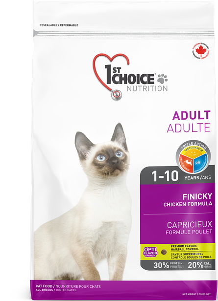 1st Choice - Chat adulte  capricieux/Poulet -  5.44 kg **DISCONTINUÉ**