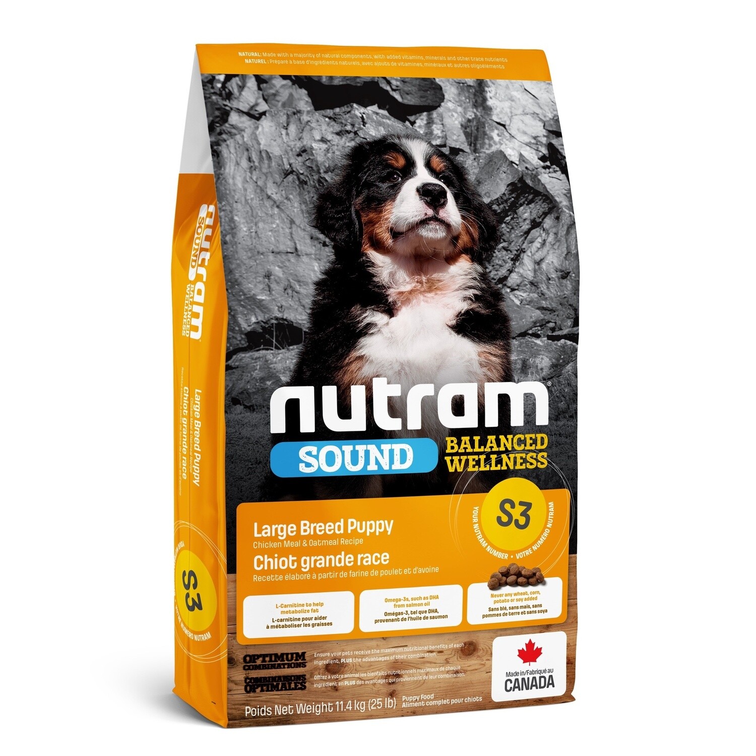 Nutram - S3 Chiot grand race/Poulet&amp;avoine 25lb (11.4 kg)