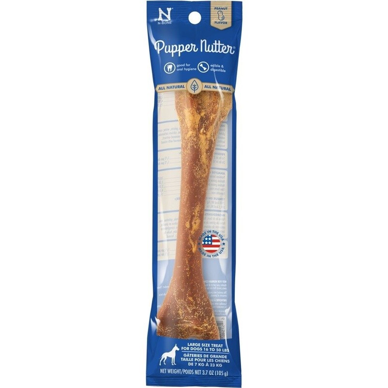 N-Bone Pupper Nutter - Os à mâcher pour chien / Beurre d&#39;arachides, Taille: Large (3.7 oz/105 g)