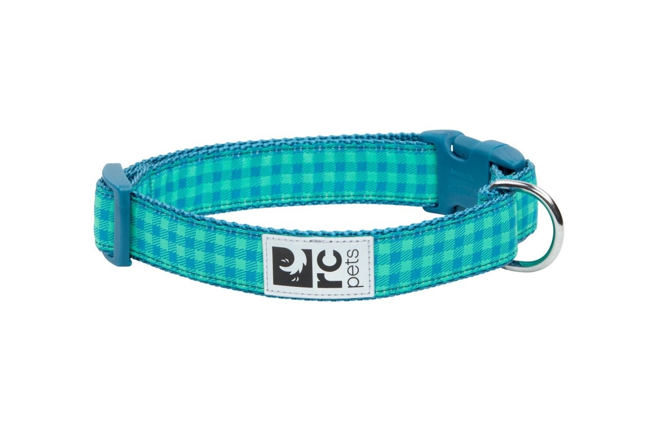 RC Pets - Collier à motifs avec clip, Couleur: Vichy vert, Taille: XS