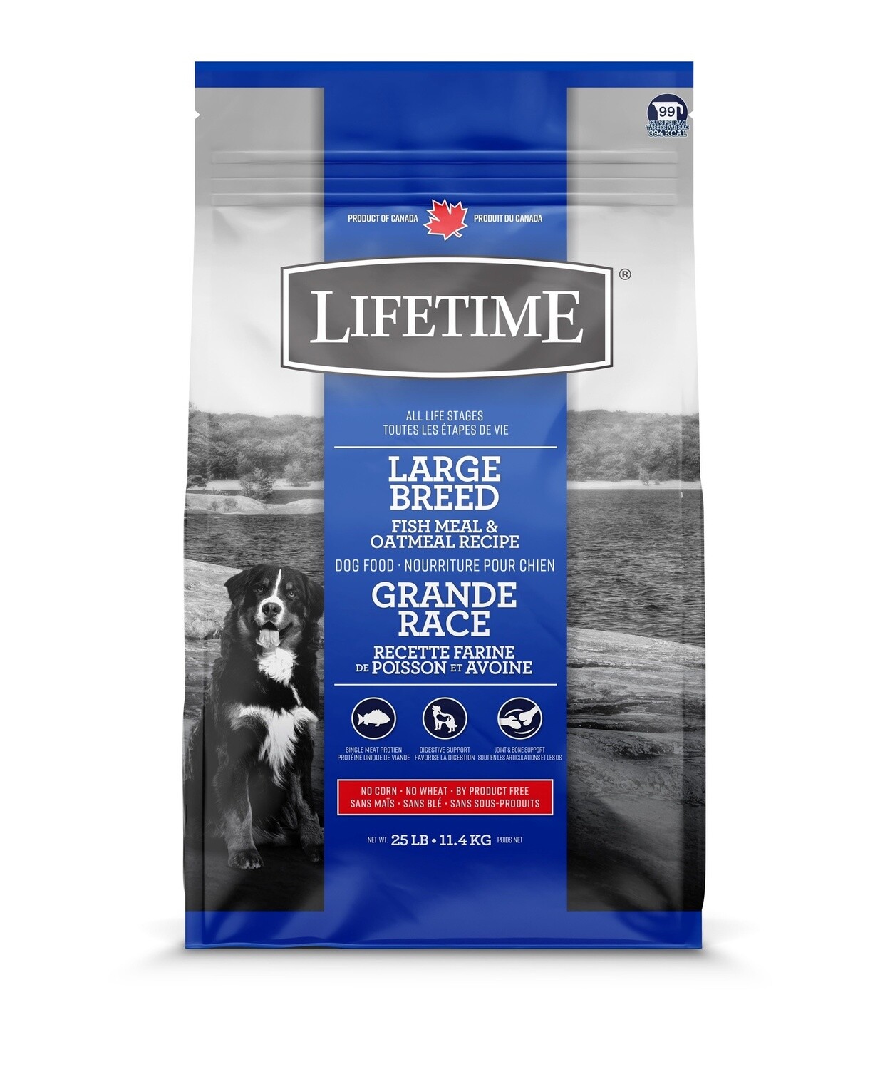 Lifetime - Chien de grande race/Poisson &amp; avoine - 11.4kg (25 lb)