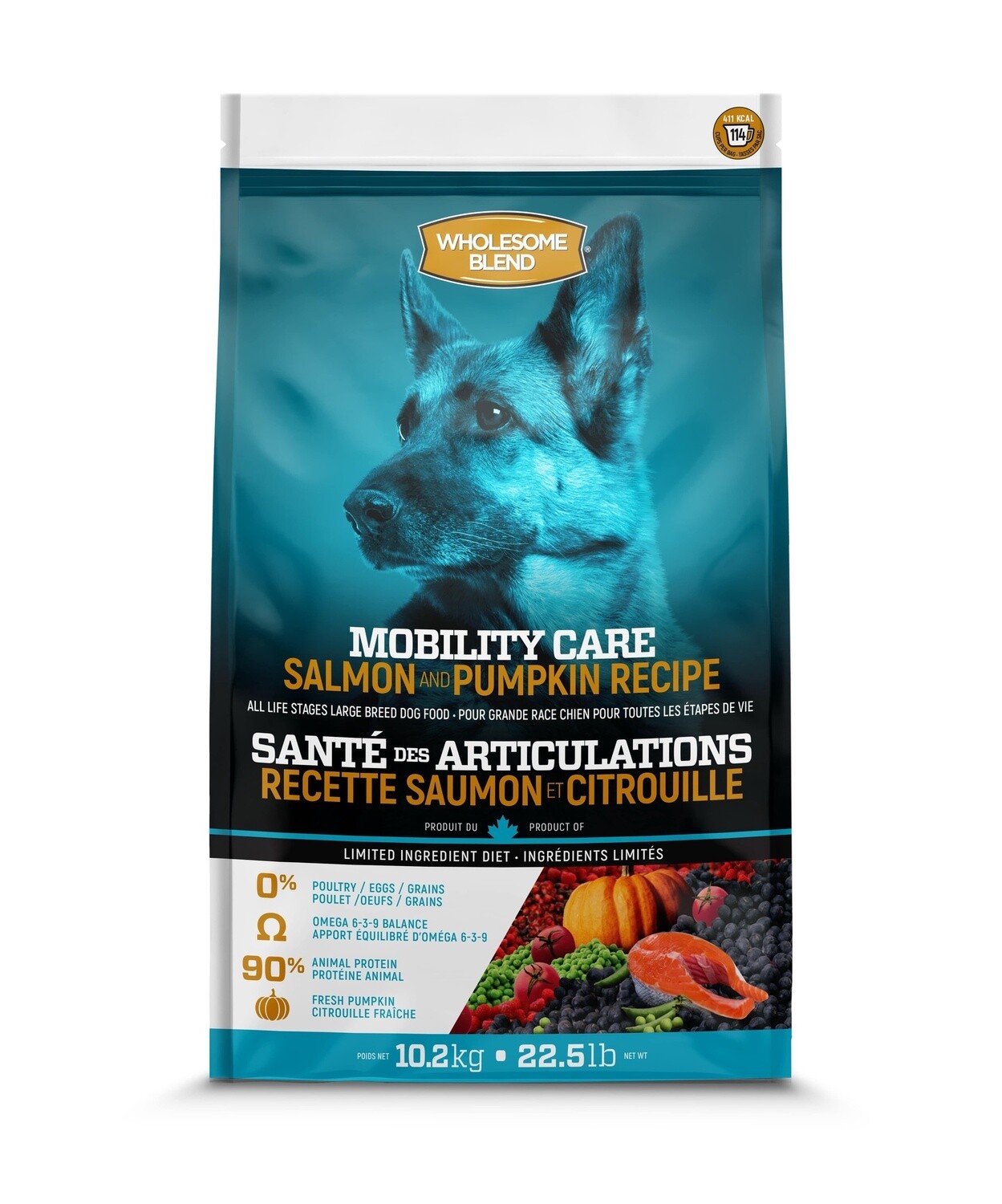 Wholesome Blend - Chien Articulations / Saumon &amp; citrouille sans grains 10.2 kg (22.5 lb)