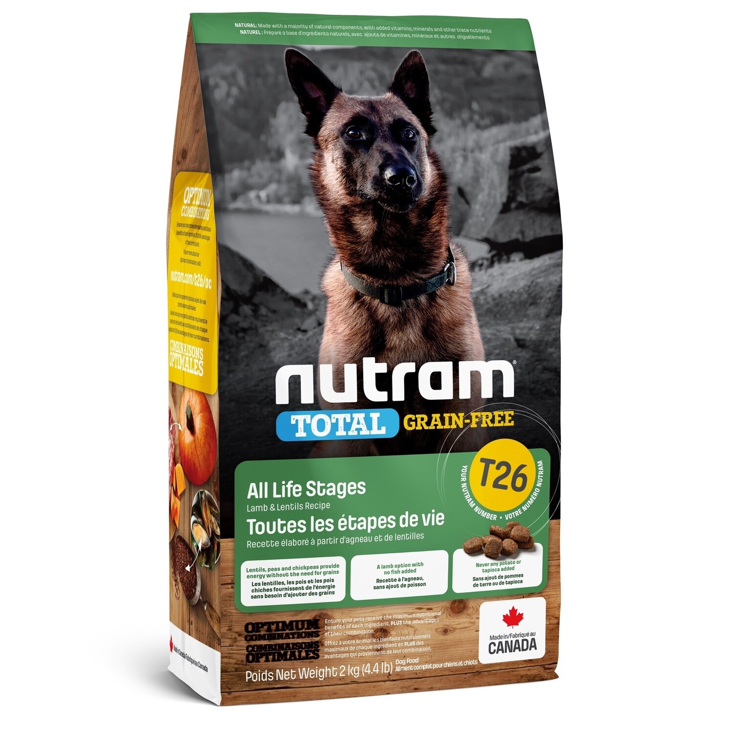 Nutram - T26 Chien sans grains/Agneau &amp; lentilles, Format: 4.4 lb (2 kg)