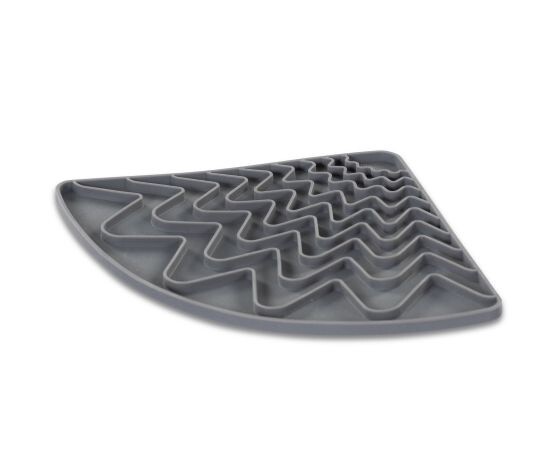 Messy Mutts Tapis de léchage en silicone triangulaire avec ventouses - Gris
