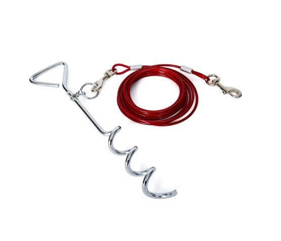 Bud&#39;z - Pieu d&#39;attache en spirale (16&quot;) &amp; câble d&#39;attache (15&#39;)