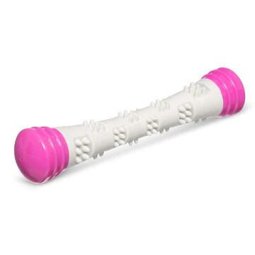 Totally Pooched Chew N&#39; Squeak - Jouet en caoutchouc pour chien / Bâton 12&quot;, Couleur: Rose