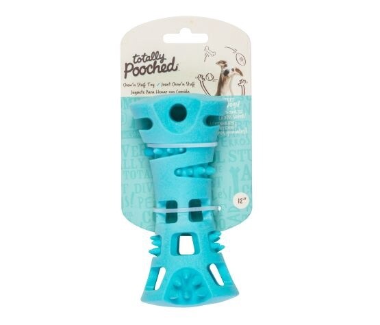 Totally Pooched Chew N&#39; Stuff - Jouet en caoutchouc pour chien / Os 6&quot; Bleu