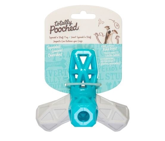 Totally Pooched Squeak N&#39; Stuff  -Jouet en caoutchouc pour chien - 5&quot; Gris/Bleu
