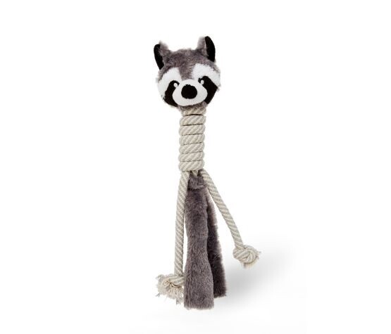 Bud&#39;z - Peluche avec corde pour chien / Raton-laveur à long cou 15&quot;