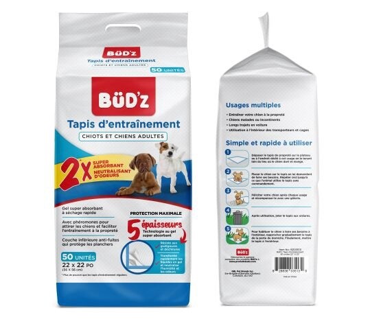 Bud&#39;z - Tapis d&#39;entraînement / 22x22&#39;&#39;, Format: Paquet de 50