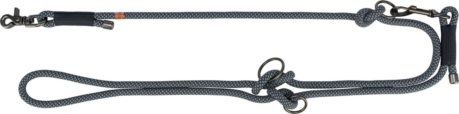 Trixie Soft Rope laisse ajustable 2m - Noir/gris