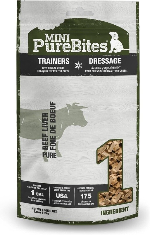 Purebites Mini - Gâteries d'entraînement pour chien / Foie de bœuf 85g