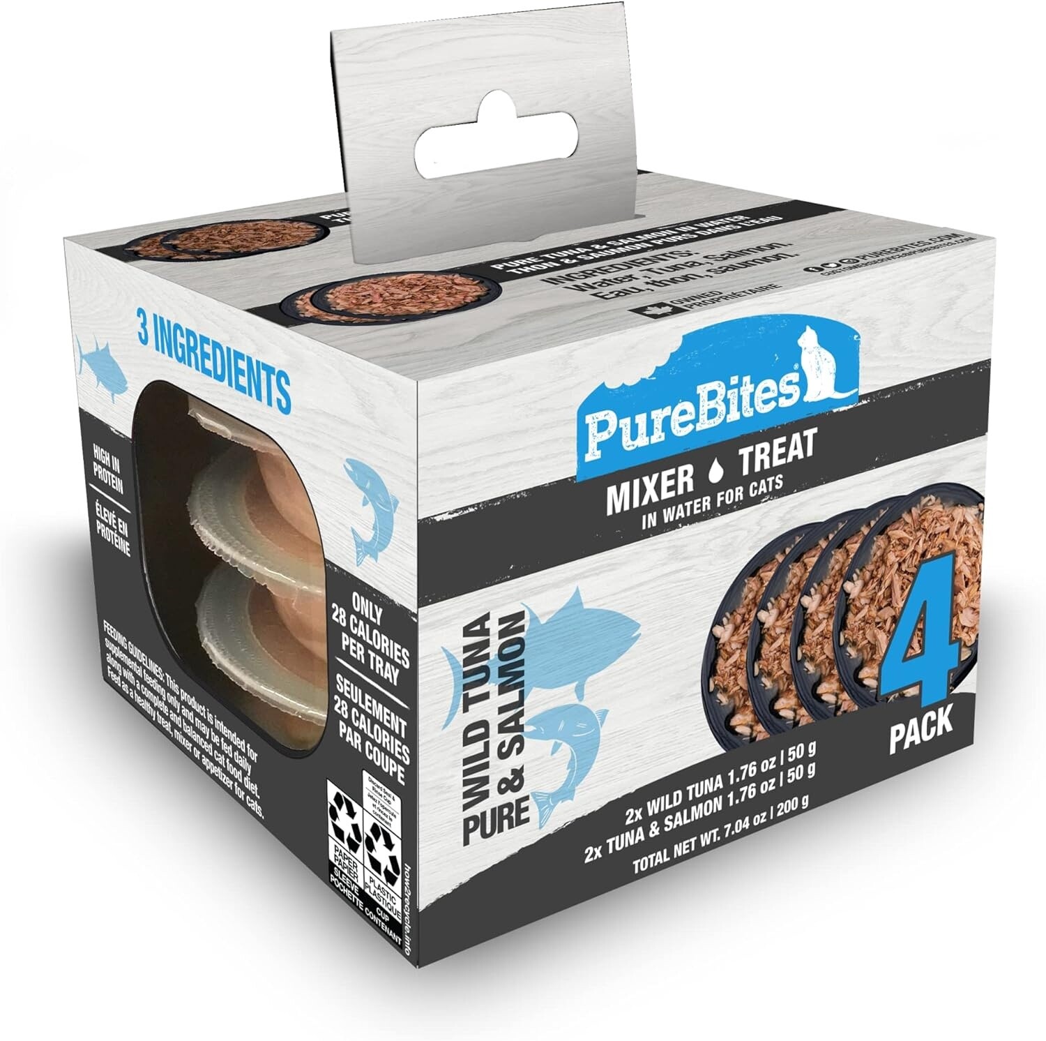 Purebites chat - Mélange humide paquet variété thon et saumon 4x50g