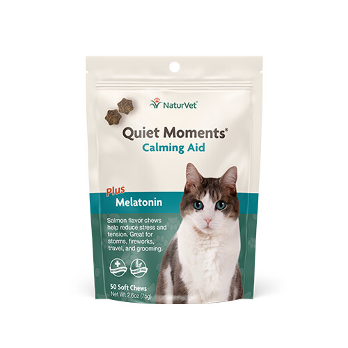 NaturVet Quiet Moments - Gâteries tendres calmantes avec mélatonine pour chats - 50 morceaux