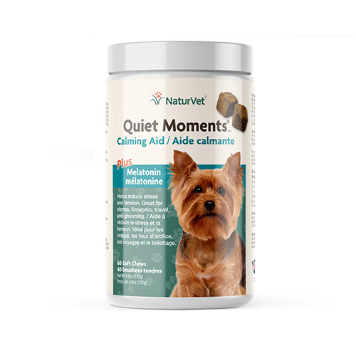 NaturVet Quiet Moments - Gâteries calmantes avec mélatonine pour chien / Pot de 60