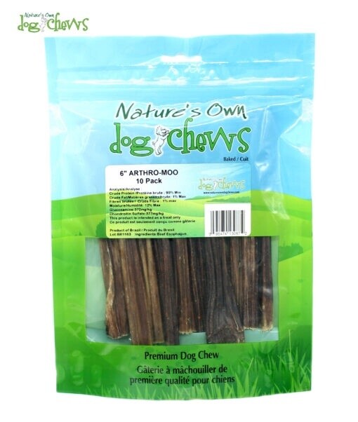 Nature's Own Arthro-Moo - Œsophage de boeuf 6" / Paquet de 10