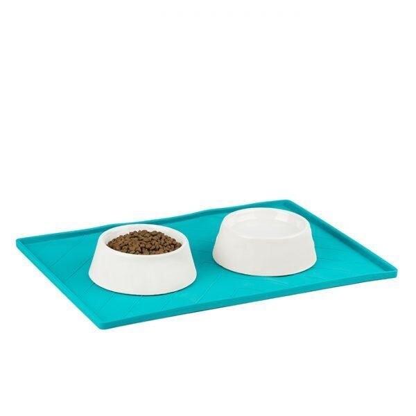 Messy mutts - Tapis en silicone avec rebord en métal - Turquoise 23.6&#39;&#39; x 15.8&#39;&#39;