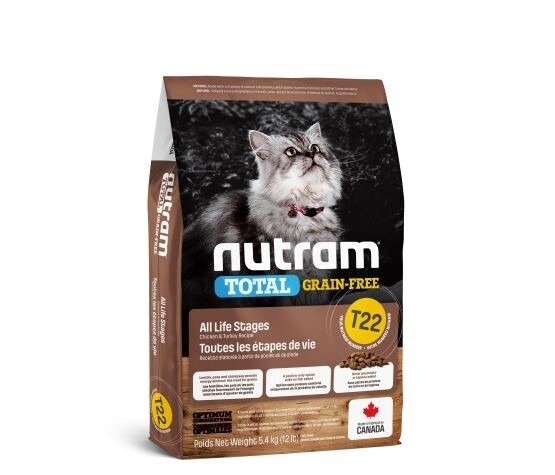Nutram T22 - Chat toutes étapes de vie / Dinde &amp; poulet sans grains