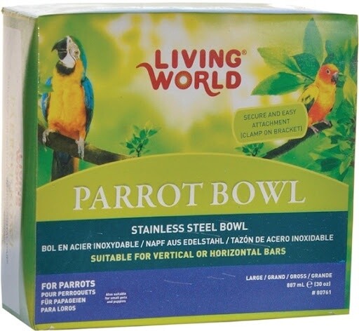 Living World - Bol pour perroquet en inox / Large